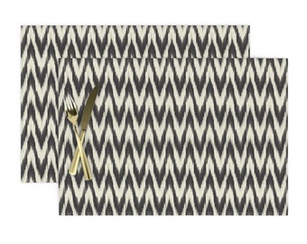 Set of 4 Navy Chevron Cloth Placemats by Spoonflower - Freeform Arrows Large In Indigo by domesticate Herringbone Placemats