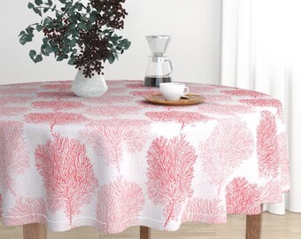 Nautical Ocean Sea Life Cotton Sateen Table Runner by Spoonflower Fan Corals On Blue by helenpdesigns Bright Coral Reef Table Runner