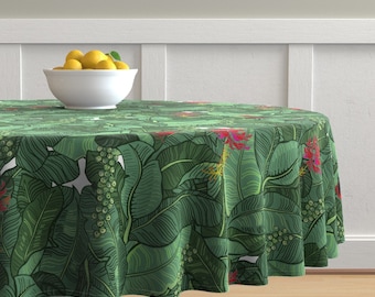 Bird Garden Cotton Sateen Circle Tablecloth by Spoonflower Window Garden by jennartdesigns Chinoiserie Round Tablecloth