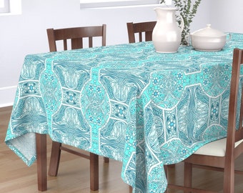 Herringbone Coral /& Aqua by friztin Geometric Zig Zag Arrow Mod Cotton Sateen Circle Tablecloth by Spoonflower Chevron Round Tablecloth