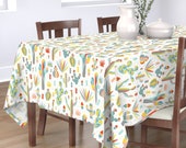 Geometric Cactus Tablecloth - Blocking Cactus by bamokreativ - Southwestern Boho Desert Cactus Cotton Sateen Tablecloth by Spoonflower