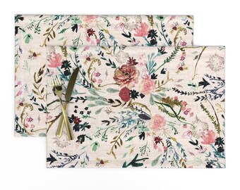 by nouveau/_bohemian Set of 4 Garden Cloth Placemats by Spoonflower grey Floral Placemats - Jungle Bloom