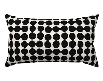 Midcentury Mod Woven Look Mod Ogee Rectangle Lumbar Throw Pillow by Spoonflower Marigold Orbs by ottomanbrim Retro 1950s Accent Pillow