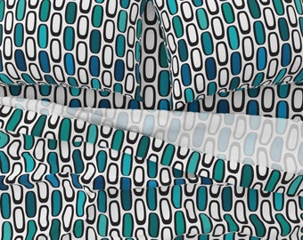 Geometric Custom Curtain Panel by Spoonflower Atomic Ovals Blue by speakeasyworks Mid Century Modern Curtain Panel