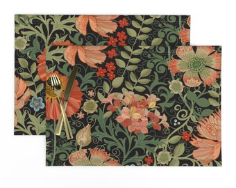 Geometric Coral Cloth Placemats by Spoonflower - Mid Century Coral by groundnut/_apiary Mid Century Modern Placemats Set of 4