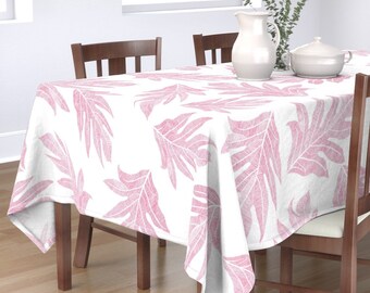 Modern Tropical Round Tablecloth Hula /'ulu White Orchid On Burgundy Jumbo by kadyson Palm Cotton Sateen Circle Tablecloth by Spoonflower