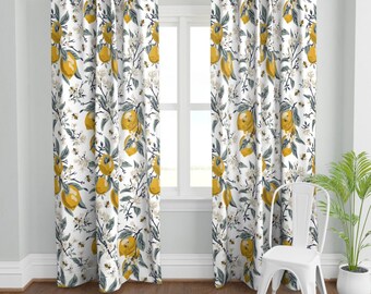 Citrus Curtain Panel Oranges And Blossoms On Cream Ii by kaileyhawthorn Summer Fruit Oranges Food Custom Curtain Panel by Spoonflower