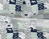 Woodland Sheets - Northern Lights Wholecloth by littlearrowdesign - Patchwork Adventure Cotton Sateen Sheet Set Bedding by Spoonflower