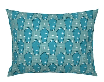 Blue Starbursts Shakers by roofdog/_designs Cocktails Pillow Sham Mid Century Modern Cotton Sateen Pillow Sham Bedding by Spoonflower