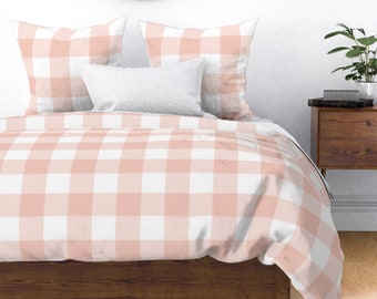 white and pink gingham check /'Saplings/' Cot bed duvet cover /& pillow case
