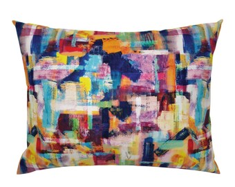 Colorful Bauhaus Pillow Sham Bauhaus Abstract by jenflorentine Abstract Brushstroke Cotton Sateen Pillow Sham Bedding by Spoonflower
