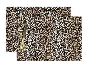 Set of 2 Animal Print Abstract Safari Leopard Spots Cloth Napkins by Spoonflower - Ikat Sienna by nouveau/_bohemian Ikat Dinner Napkins