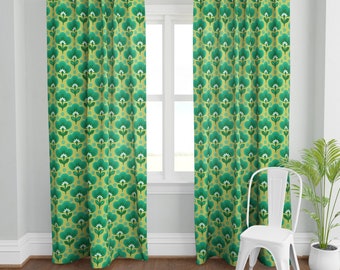 Golden Lotus Ombre Cutains,Antique Decor Window Treatment Hippie Door Panel Boho