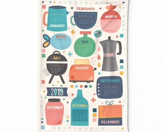 Romance Wedding Calendar Linen Cotton Canvas Tea Towel by Spoonflower Vintage Tea Towel 2019 Just Married Vw Calendar by honoluludesign