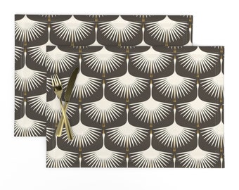 Set of 2 Flying Birds Cranes Art Deco Cloth Napkins by Spoonflower - Swans In The Sunset by katerhees Black Swan Dinner Napkins