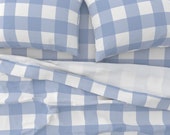 Buffalo Check Sheets - Blue Buffalo Check by christineweenk - Blue Gingham Classic Plaid Cotton Sateen Sheet Set Bedding by Spoonflower