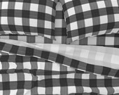 Gingham Sheets - Black 3 quot Buffalo Plaid by danika_herrick - Classic Plaid Buffalo Check Cotton Sateen Sheet Set Bedding by Spoonflower