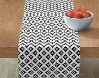 Gray Table Runner Aztec  Crosshatch Cotton Sateen Table Runner by Spoonflower Aztec Crosshatch Gray by leanne