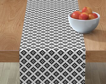 Gray Table Runner Aztec Crosshatch Cotton Sateen Table Runner by Spoonflower Aztec Crosshatch Gray by leanne