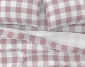 Buffalo Check Sheets - Mauve Buffalo Check by littlearrowdesign - Jumbo Mauve Plaid Cotton Sateen Sheet Set Bedding by Spoonflower
