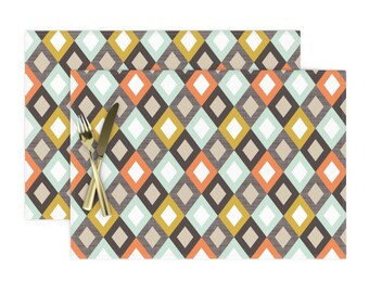 Abstract Cloth Placemats By Spoonflower Set Of 4 Pure Wood By Heleenvanbuul Geometric Placemats Home Living Linens Efp Osteology Org
