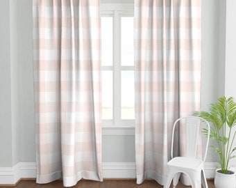 Pink Gingham Curtain Etsy