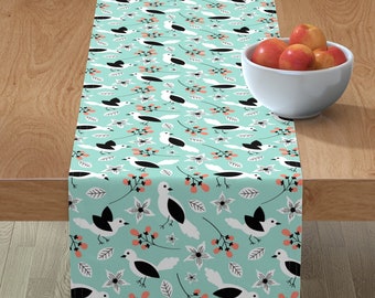 Geo Mint Coral Mustard Aztec Triangles Cotton Sateen Table Runner by Spoonflower Boho Table Runner Coral Aztec Stripe by ivieclothco