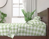 Buffalo Check Sheets - Gustav Bold Check In Basil by lilyoake - Plaid Tartan Geometric Cotton Sateen Sheet Set Bedding by Spoonflower