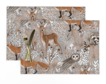 Cloth Placemats Woodland Forest Animals Woods Wood Trees Nature Set of 2