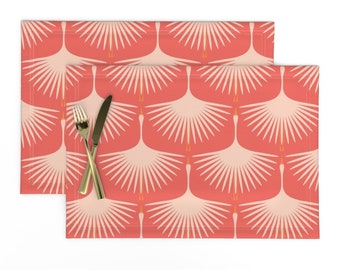 Geometric Coral Cloth Placemats by Spoonflower - Mid Century Coral by groundnut/_apiary Mid Century Modern Placemats Set of 4