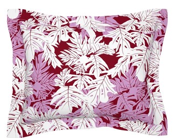 Modern Tropical Round Tablecloth Hula /'ulu White Orchid On Burgundy Jumbo by kadyson Palm Cotton Sateen Circle Tablecloth by Spoonflower