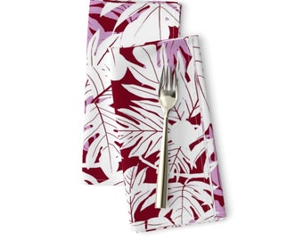 Modern Tropical Round Tablecloth Hula /'ulu White Orchid On Burgundy Jumbo by kadyson Palm Cotton Sateen Circle Tablecloth by Spoonflower