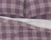 Purple Buffalo Check Sheets - 4 Mauve Buffalo Plaid by sugarpinedesign - Mauve Purple Cotton Sateen Sheet Set Bedding by Spoonflower