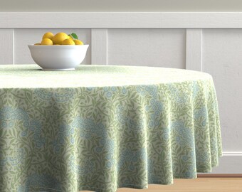 William Morris Woodblock by chantal/_pare Botanical Cotton Sateen Circle Tablecloth by Spoonflower Floral Round Tablecloth