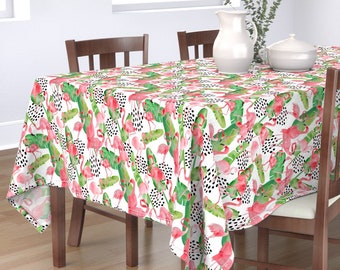 Jungle Boho Flamingo Pink Grey by nouveau/_bohemian Bohemian Bird Rose Floral Cotton Sateen Tablecloth by Spoonflower Flamingo Tablecloth