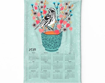 Romance Wedding Calendar Linen Cotton Canvas Tea Towel by Spoonflower Vintage Tea Towel 2019 Just Married Vw Calendar by honoluludesign