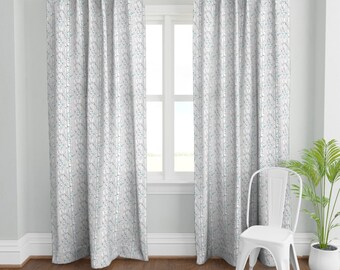 Watercolor Sketch White Birches Organic Betula Pendula Drapery Curtain One Panel Leaves Silver Birch Blackout lining available