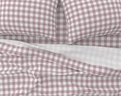 Mauve Buffalo Check Sheets - Mauve Plaid by littlearrowdesign - Rose Pink Modern Rustic Cotton Sateen Sheet Set Bedding by Spoonflower