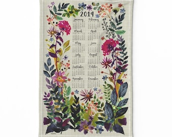 Romance Wedding Calendar Linen Cotton Canvas Tea Towel by Spoonflower Vintage Tea Towel 2019 Just Married Vw Calendar by honoluludesign