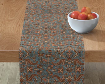 Persian Table Runner Ethnic Tribal Abstract Boho Cotton Sateen Table Runner by Spoonflower Kilim In Warm Multi by elliottdesignfactory