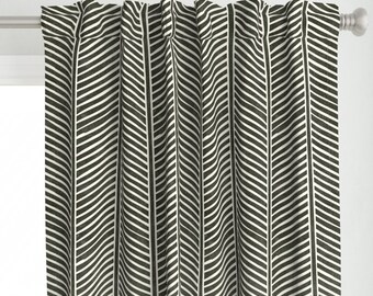 Green Striped Curtains Etsy