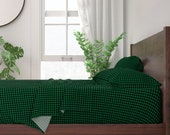 Christmas Sheets - Buffalo Plaid by charlottewinter - Buffalo Plaid Check Green And Black Cotton Sateen Sheet Set Bedding by Spoonflower
