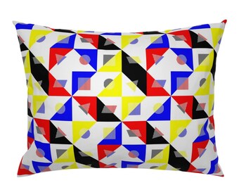 Colorful Bauhaus Pillow Sham Bauhaus Abstract by jenflorentine Abstract Brushstroke Cotton Sateen Pillow Sham Bedding by Spoonflower
