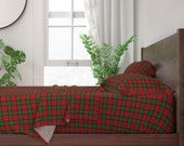 Christmas Sheets - Maxwell Clan Tartan by weavingmajor - Plaid Check Square Pattern Red Cotton Sateen Sheet Set Bedding by Spoonflower