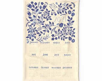 Cloth Calendar Etsy 2021 tea towel calendar uk