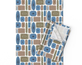 Geometric Custom Curtain Panel by Spoonflower Atomic Ovals Blue by speakeasyworks Mid Century Modern Curtain Panel