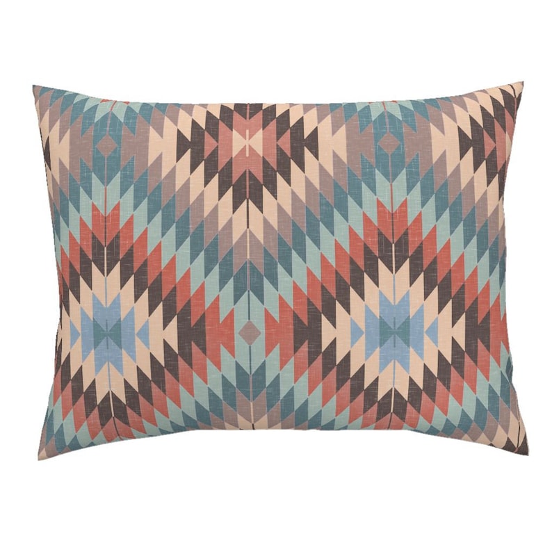 Southwest Pillow Sham Kilim In Autumn Colors by willowlanetextiles Tribal Boho Cotton Sateen Pillow Sham Bedding by Spoonflower