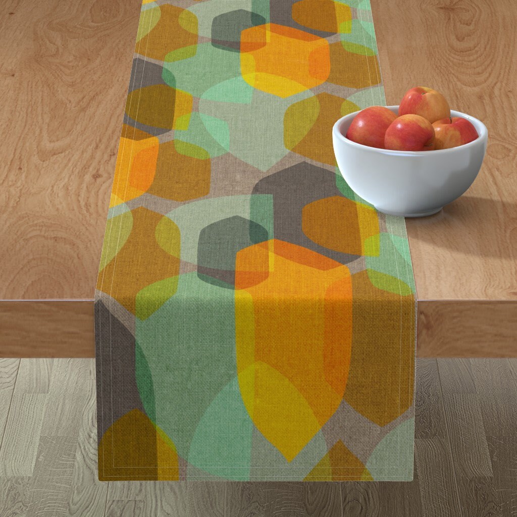 Table Runner Mod Mid Century Modern Retro Vintage Geometric Orange Cotton Sateen Table Runner Mod Mid Century Modern Retro Vintage Geometric Orange Cotton Sateen