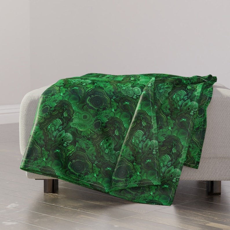 Rock Mineral Throw Blanket with Spoonflower Fabric Green Throw Blanket Malachite by ravynka