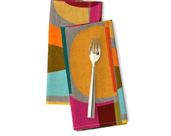 Midcentury Modern Dinner Napkins (Set of 2) - Kaleidoscope by ceciliamok - Bright Geometric Retro Abstract Cloth Napkins by Spoonflower